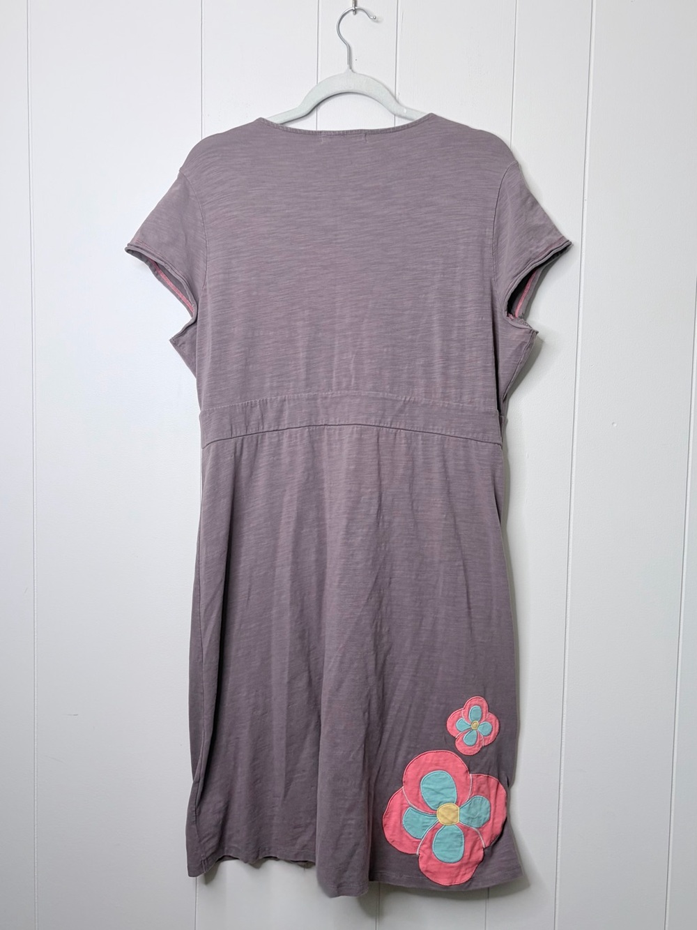 Boden Mushroom Brown Floral Appliqué Knit Dress Cotton Women’s 14 - Picture 7 of 9